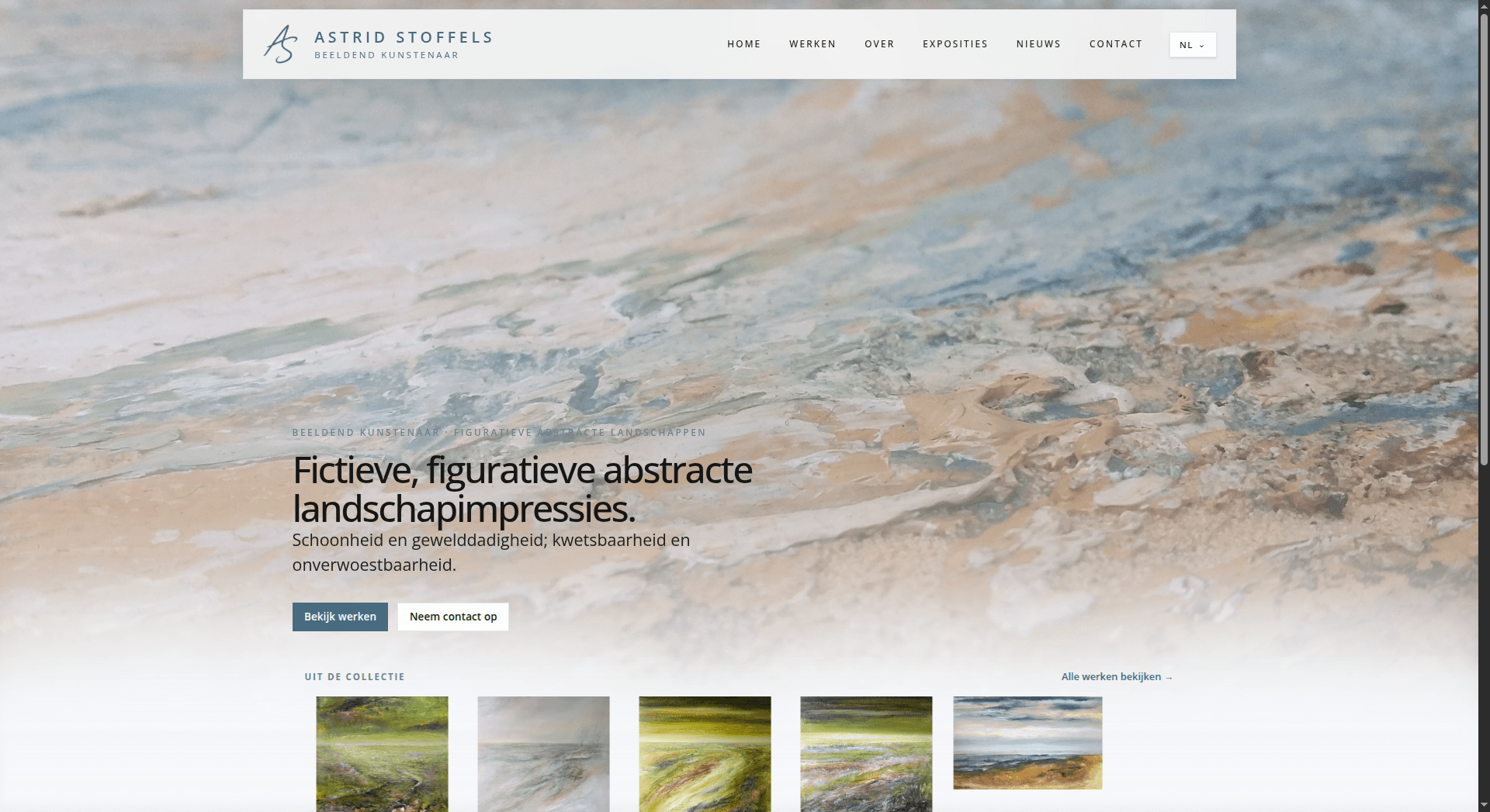 Homepage van de maatwerkwebsite van Astrid Stoffels