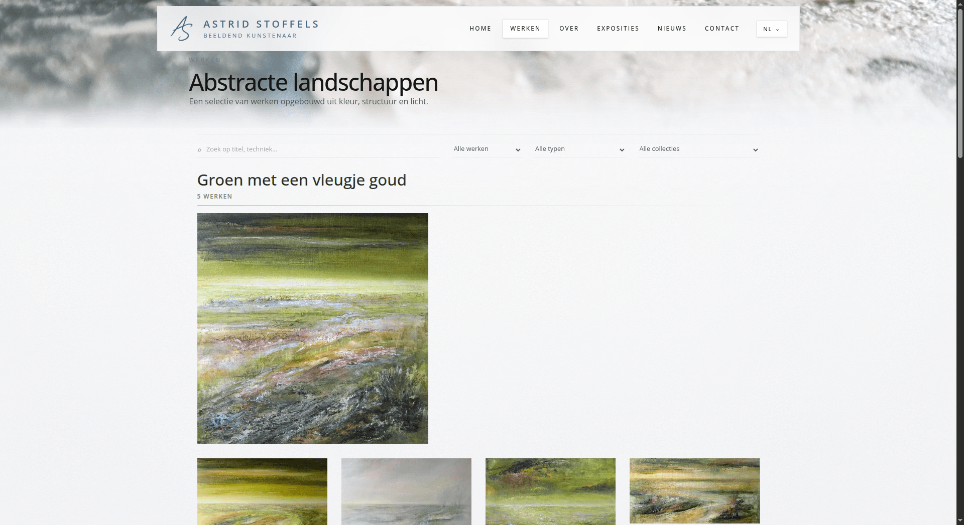 Werk- en collectieoverzicht op de website van Astrid Stoffels