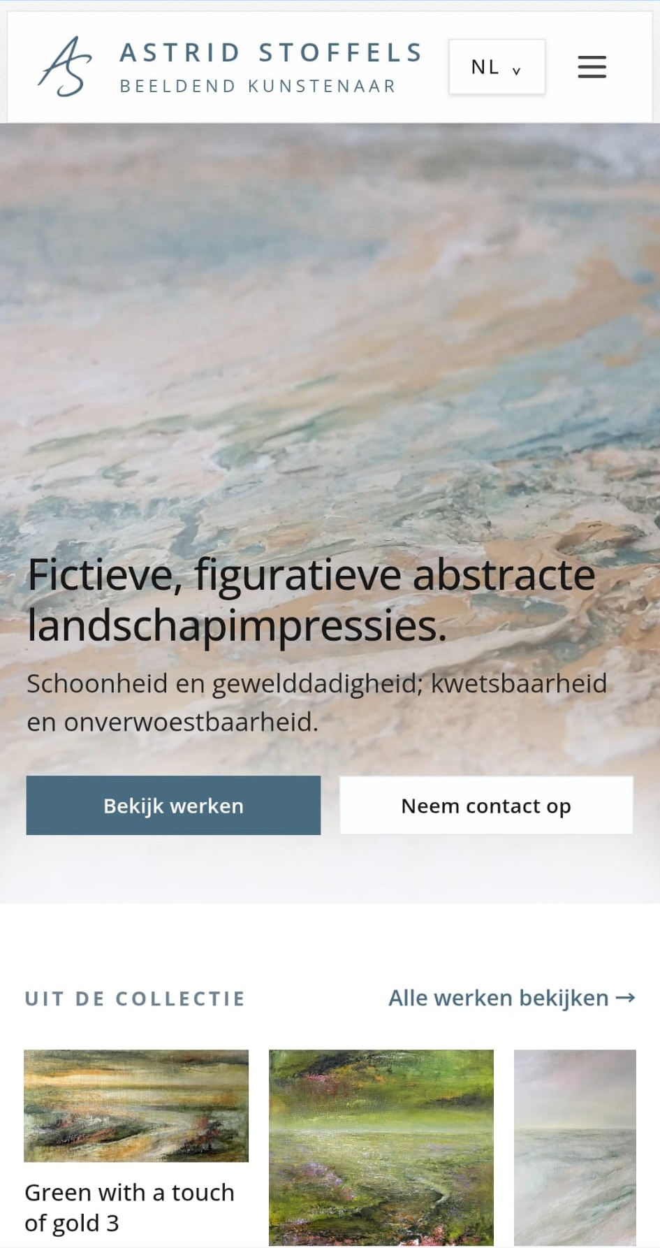 Astrid Stoffels homepage on mobile